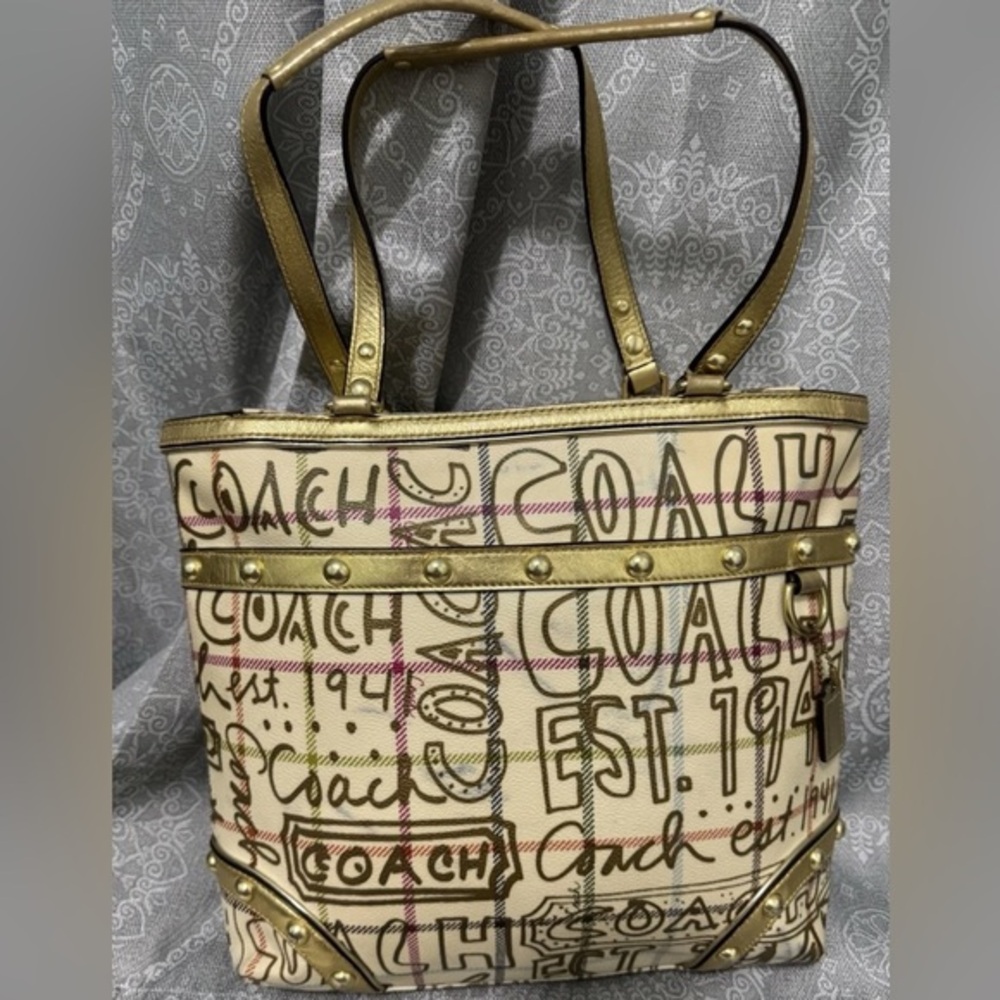 Coach Gold and Cream Women's Bag